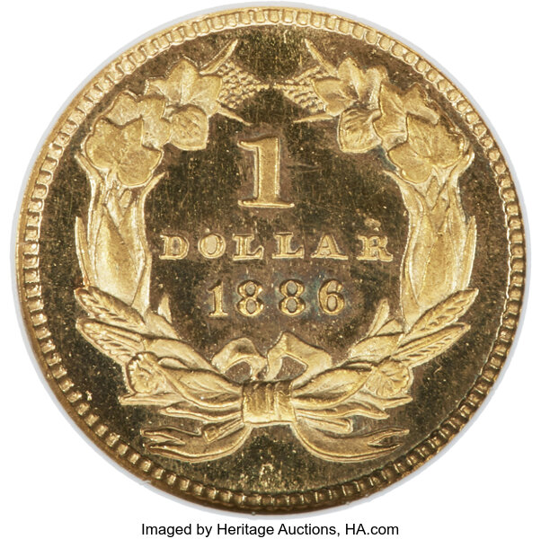 Liberty Gold Dollar G$1 Type 3, 1856-1889 PR DCAM [Type] PR66 DCAM thumbnail 9