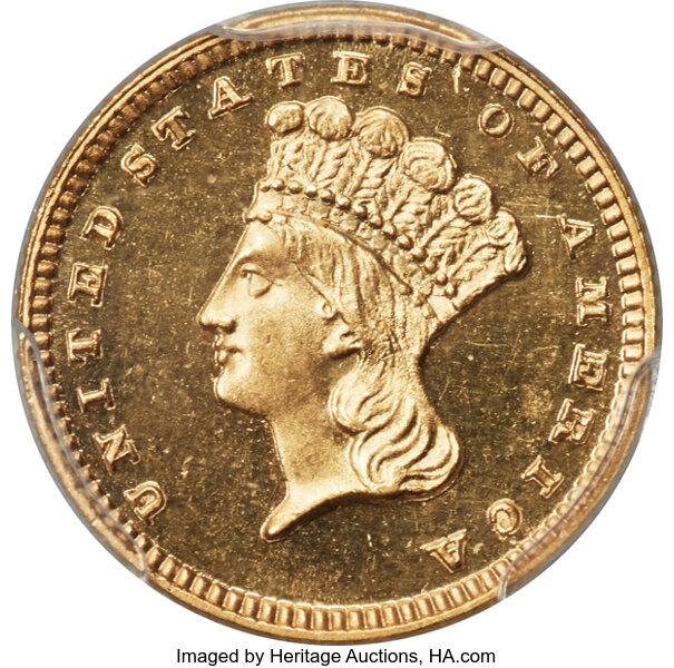 Liberty Gold Dollar G$1 Type 3, 1856-1889 PR CAM [Type] PR65 CAM thumbnail 5