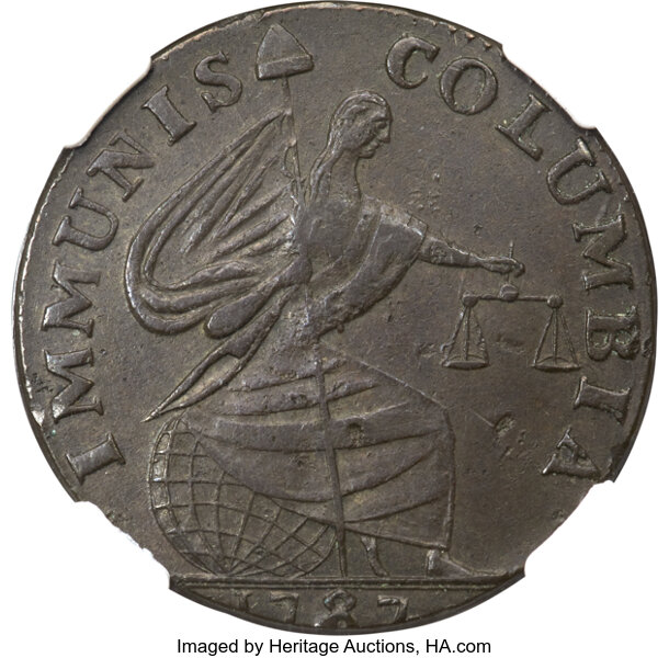 1787 Copper IMMUNIS COLUMBIA, Eagle Reverse, Plain Edge MS BN MS60 BN thumbnail 5