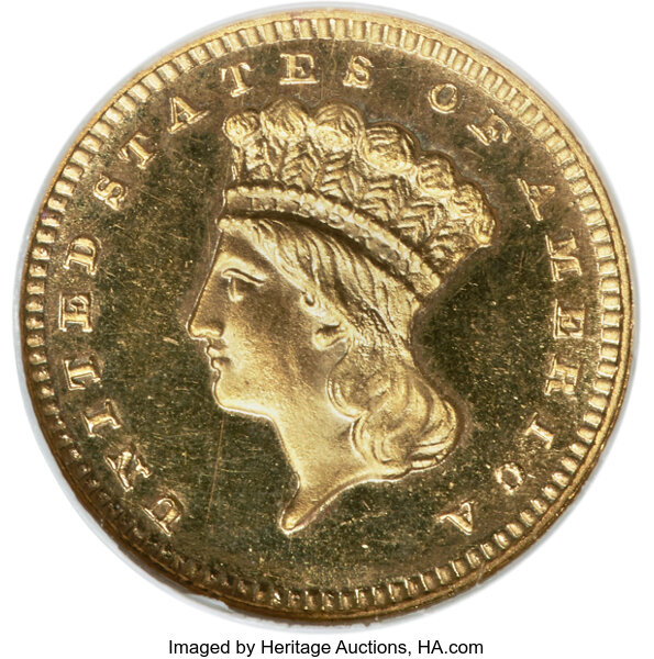 Liberty Gold Dollar G$1 Type 3, 1856-1889 PR DCAM [Type] PR66 DCAM thumbnail 8