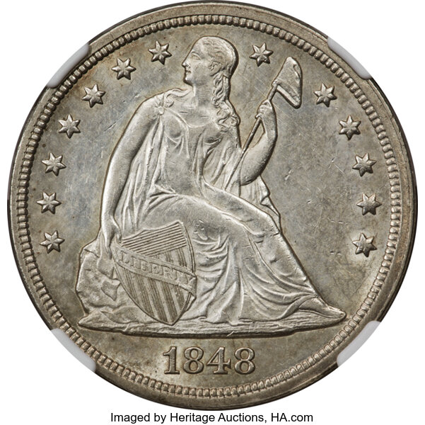 1848 $1 AU58 thumbnail 3