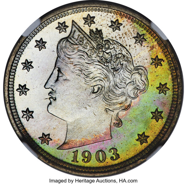 1903 5c PR68 CAC thumbnail 3