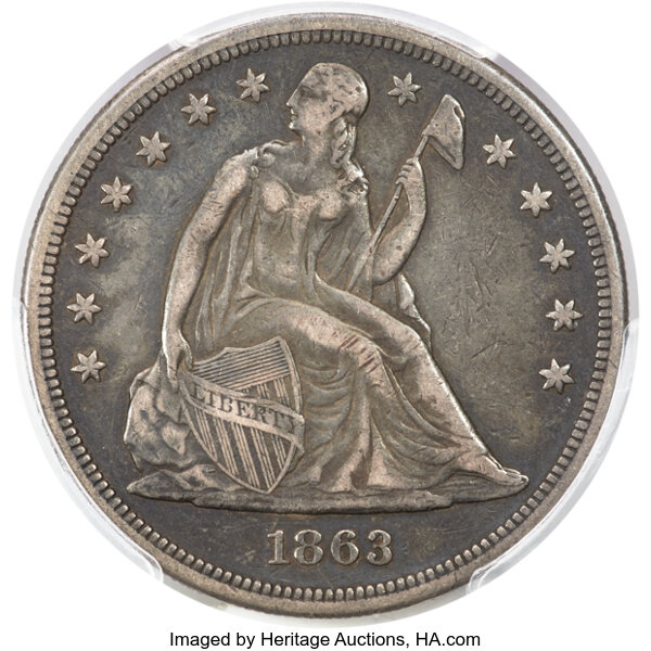 1863 $1 VF35 thumbnail 3