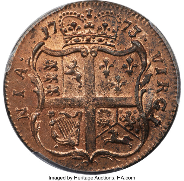 1773 1/2 P Virginia, No Period After GEORGIVS MS BN MS60 BN thumbnail 19