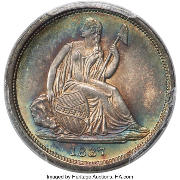 1837 10c No Stars, Small Date MS thumbnail 10