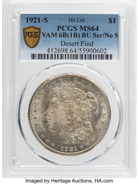 1921-S $1  BU Scratch, No S, VAM-6B MS64 thumbnail 2