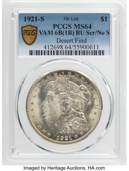 1921-S $1  BU Scratch, No S, VAM-6B MS64 thumbnail 6