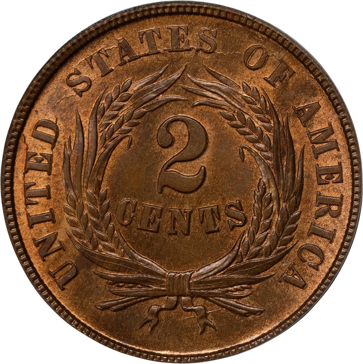 1865 2c MS RB MS65 RB CAC thumbnail 3