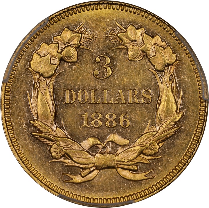 1886 $3 VF20 CAC thumbnail 2