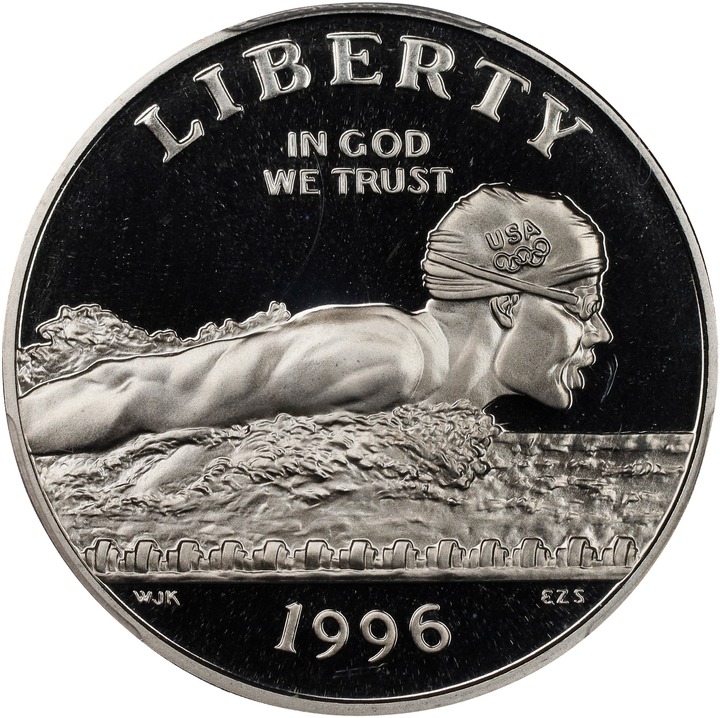 1996-S 50c Atlanta Olympics Swimming PR DCAM thumbnail 2