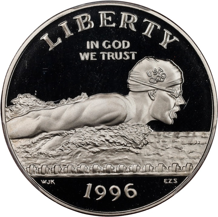 1996-S 50c Atlanta Olympics Swimming PR DCAM thumbnail 3