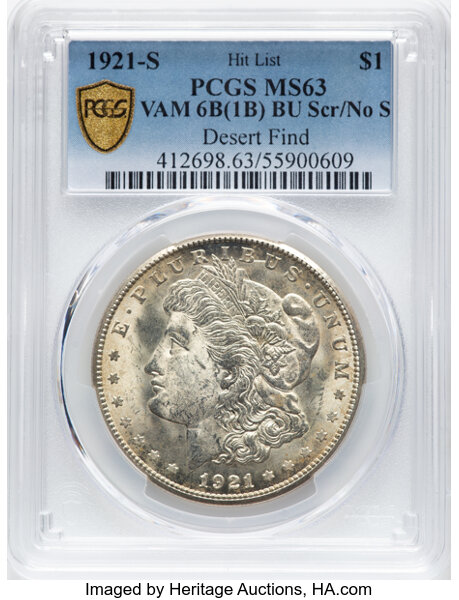 1921-S $1  BU Scratch, No S, VAM-6B MS thumbnail 16