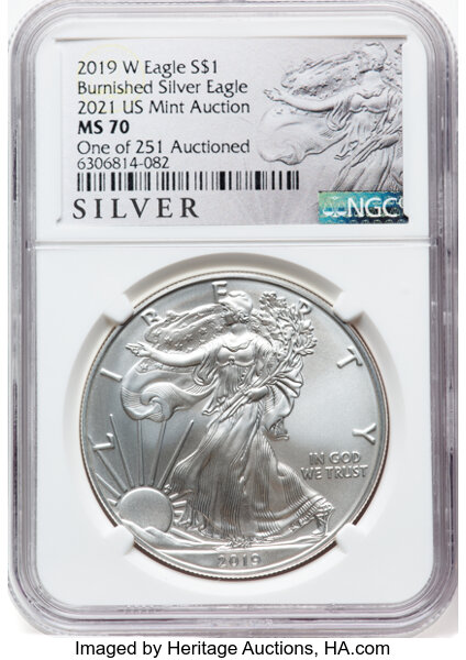 2019-(W) $1  Silver Eagle, Struck at West Point Mint MS66 thumbnail 5