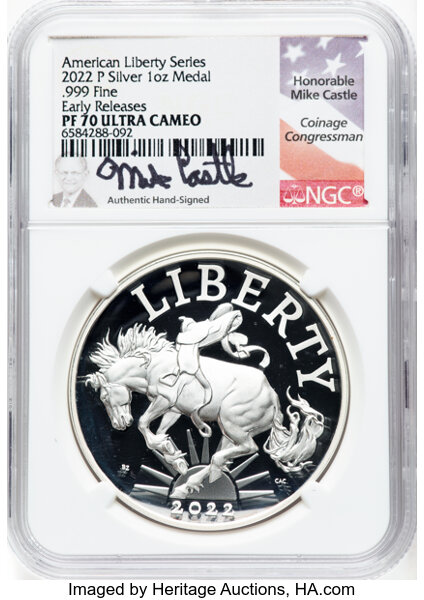 2022-P Medal 1oz Silver, American Liberty, Mustang PR DCAM thumbnail 5