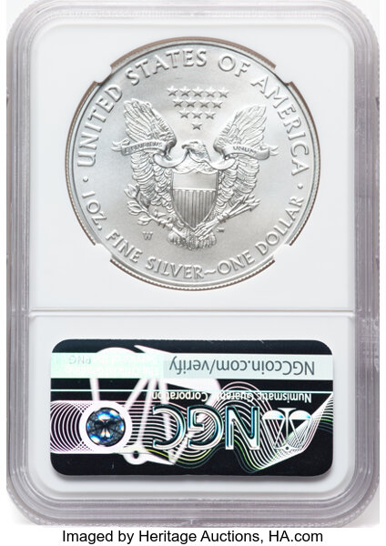 2019-(W) $1  Silver Eagle, Struck at West Point Mint MS66 thumbnail 6