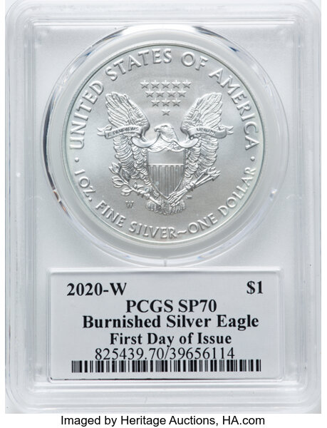2020-W $1  Silver Eagle, Burnished MS thumbnail 16