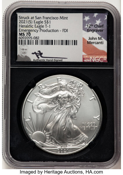 2021-(S) $1  Silver Eagle, Type 2, Emergency San Francisco Strike MS thumbnail 8