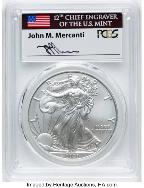 2020-W $1  Silver Eagle, Burnished MS thumbnail 7