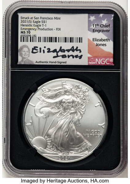 2021-(S) $1  Silver Eagle, Type 2, Emergency San Francisco Strike MS thumbnail 9
