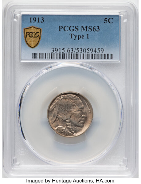 1913 5c Buffalo, Type 1 MS63 thumbnail 2