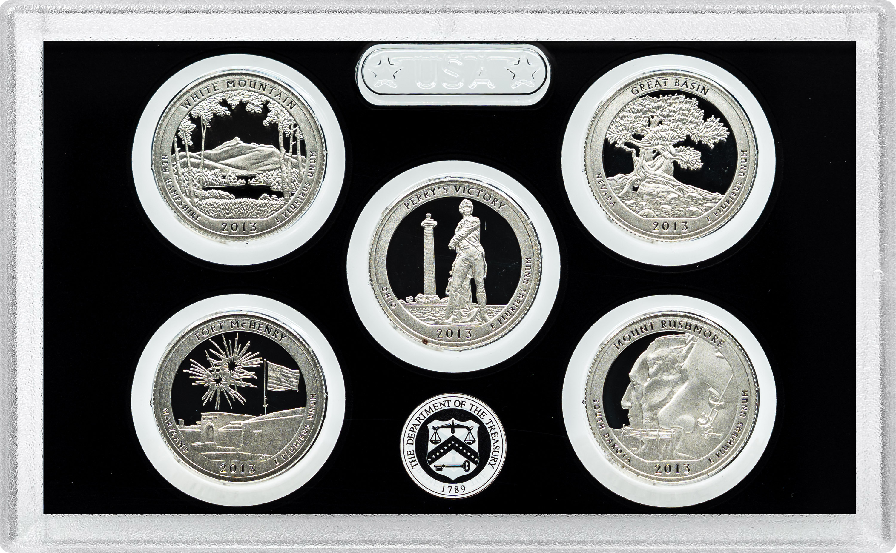 2013-S 25c Silver Quarters Proof Set, 5 Coins PR