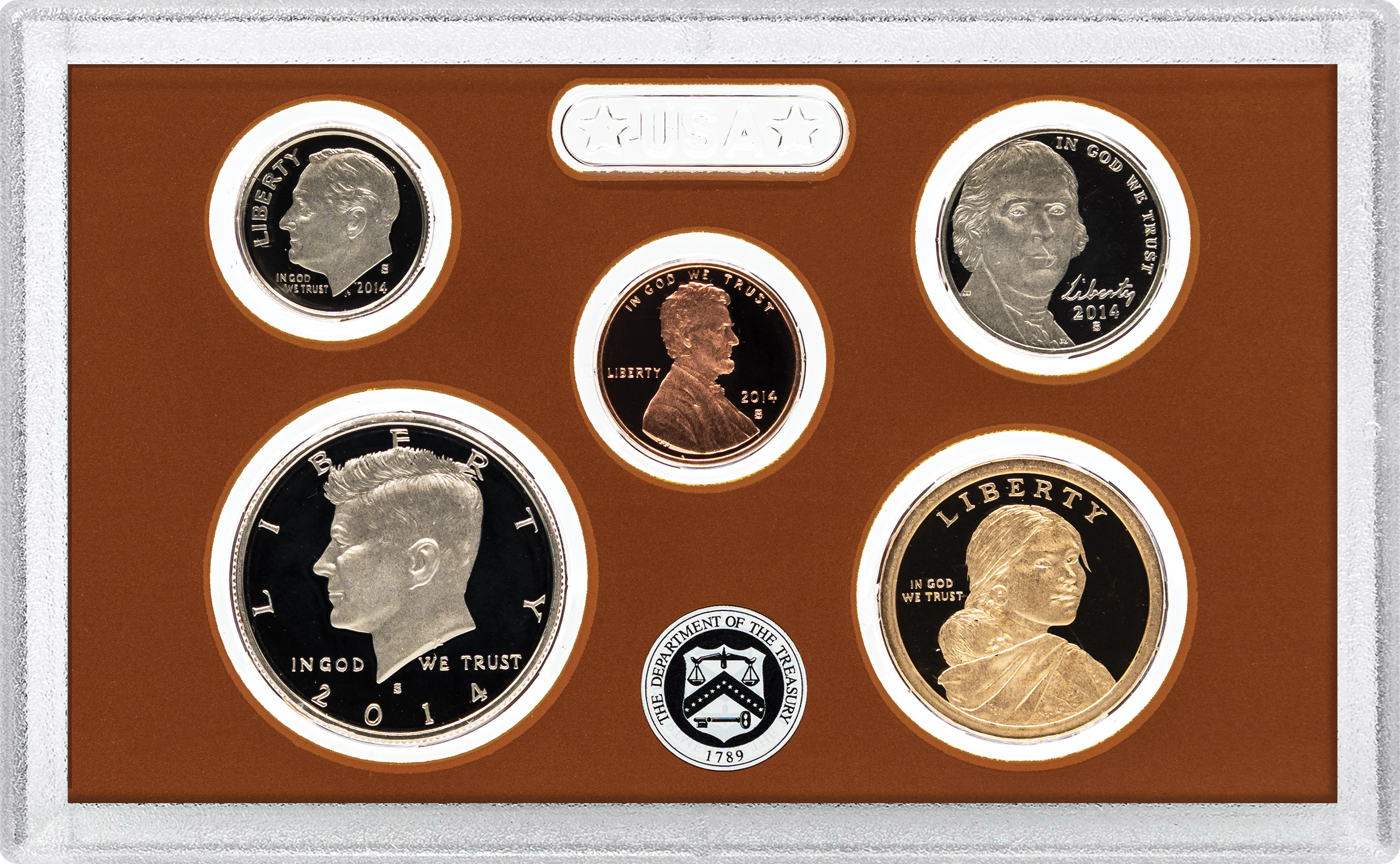 2014-S 1c-$1 Clad Proof Set, 14 Coins PR