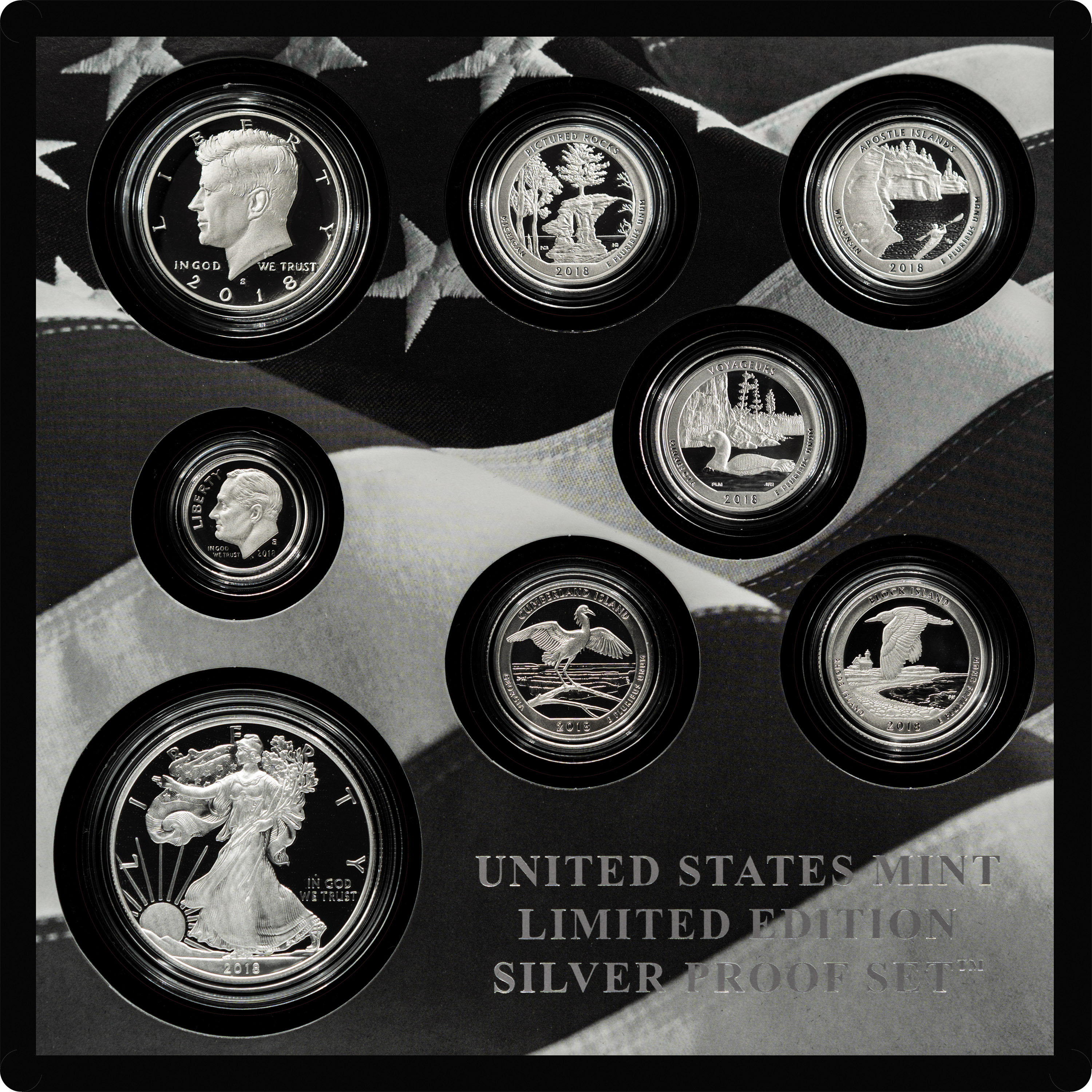 2018-S 25c-$1 Silver Limited Edition Proof Set, 8 Coins PR