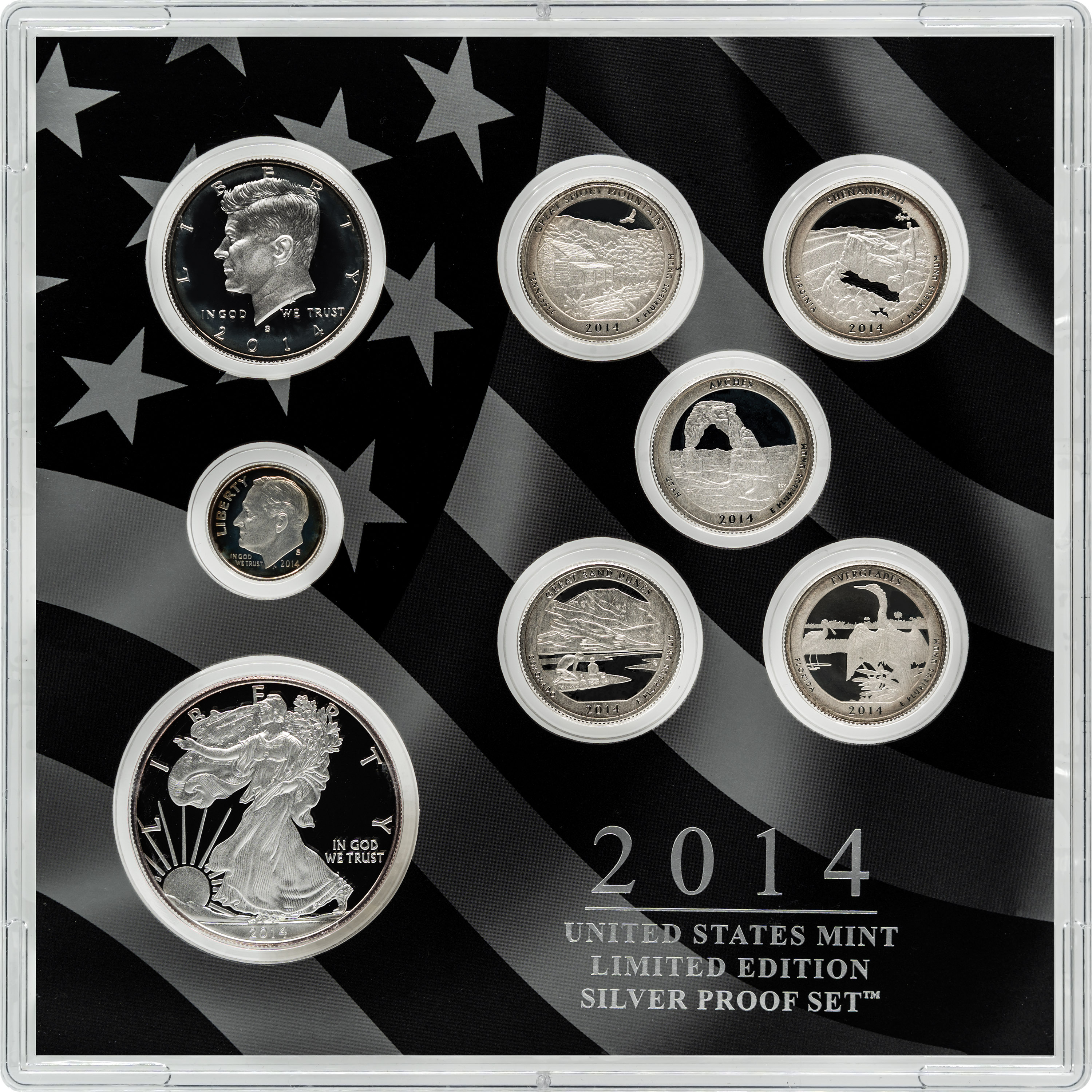 2014-S 1c-$1 Silver Limited Edition Proof Set, 8 Coins PR