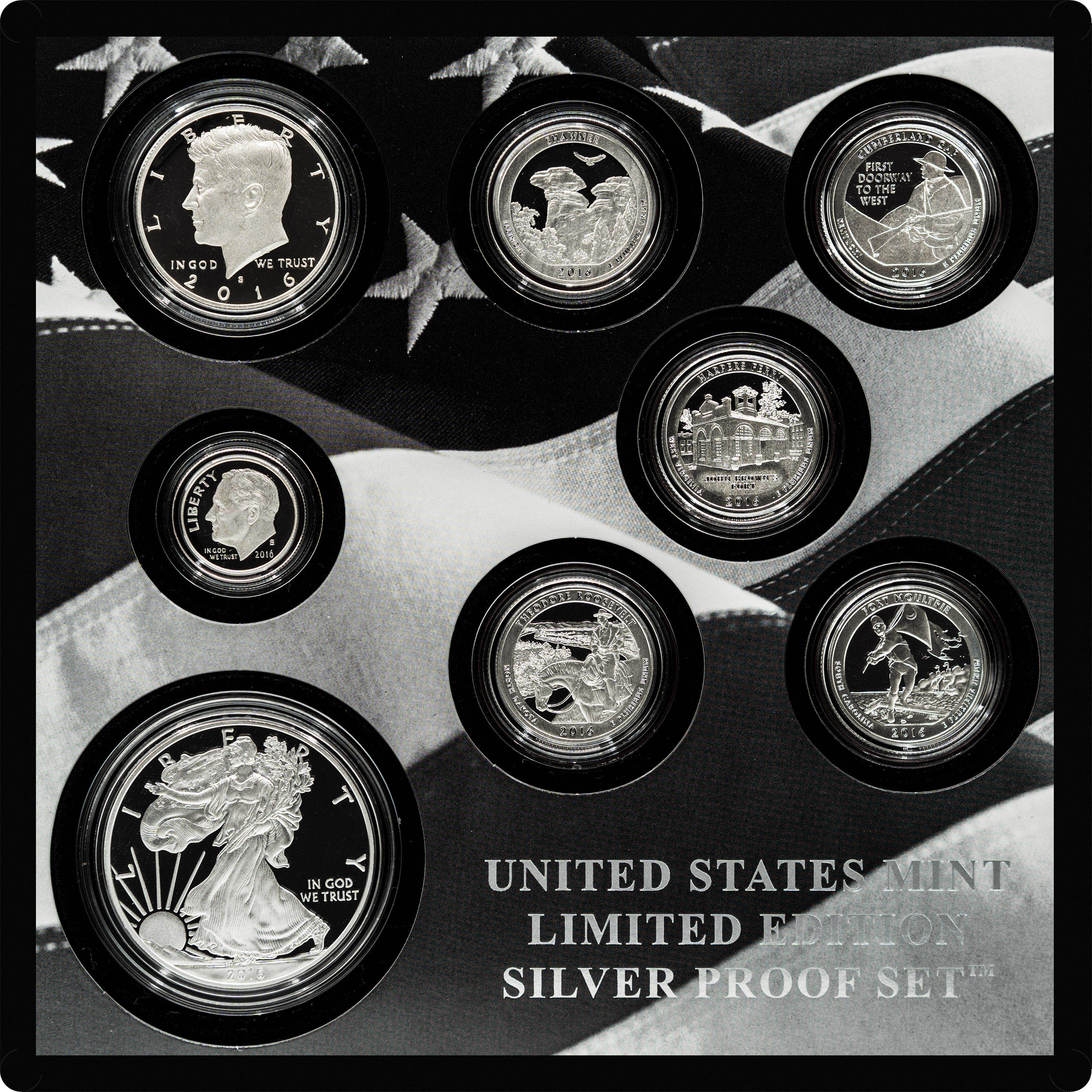 2016-S 25c-$1 Silver Limited Edition Proof Set, 8 Coins PR