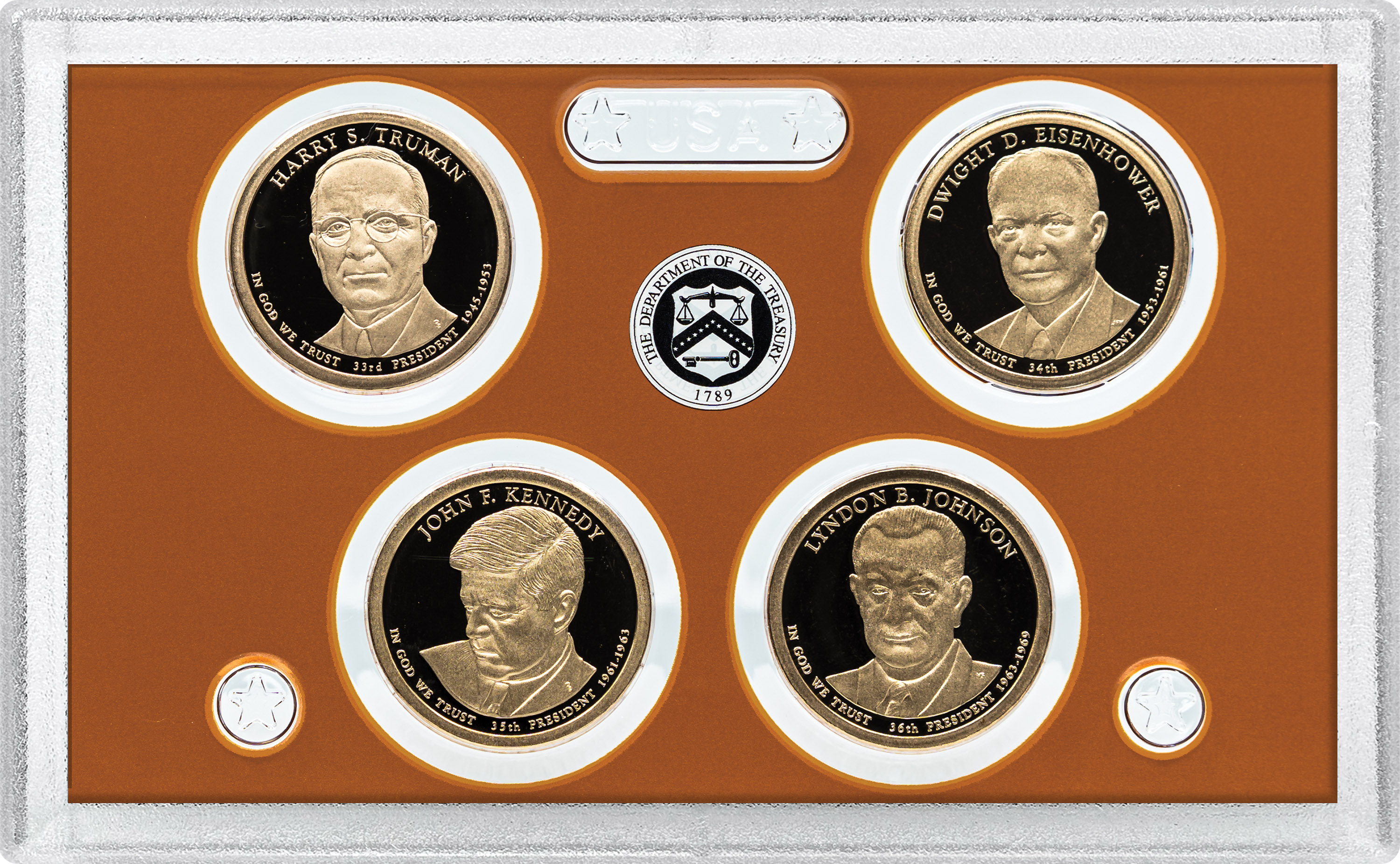 2015-S $1 Presidential Proof Set, 4 Coins PR