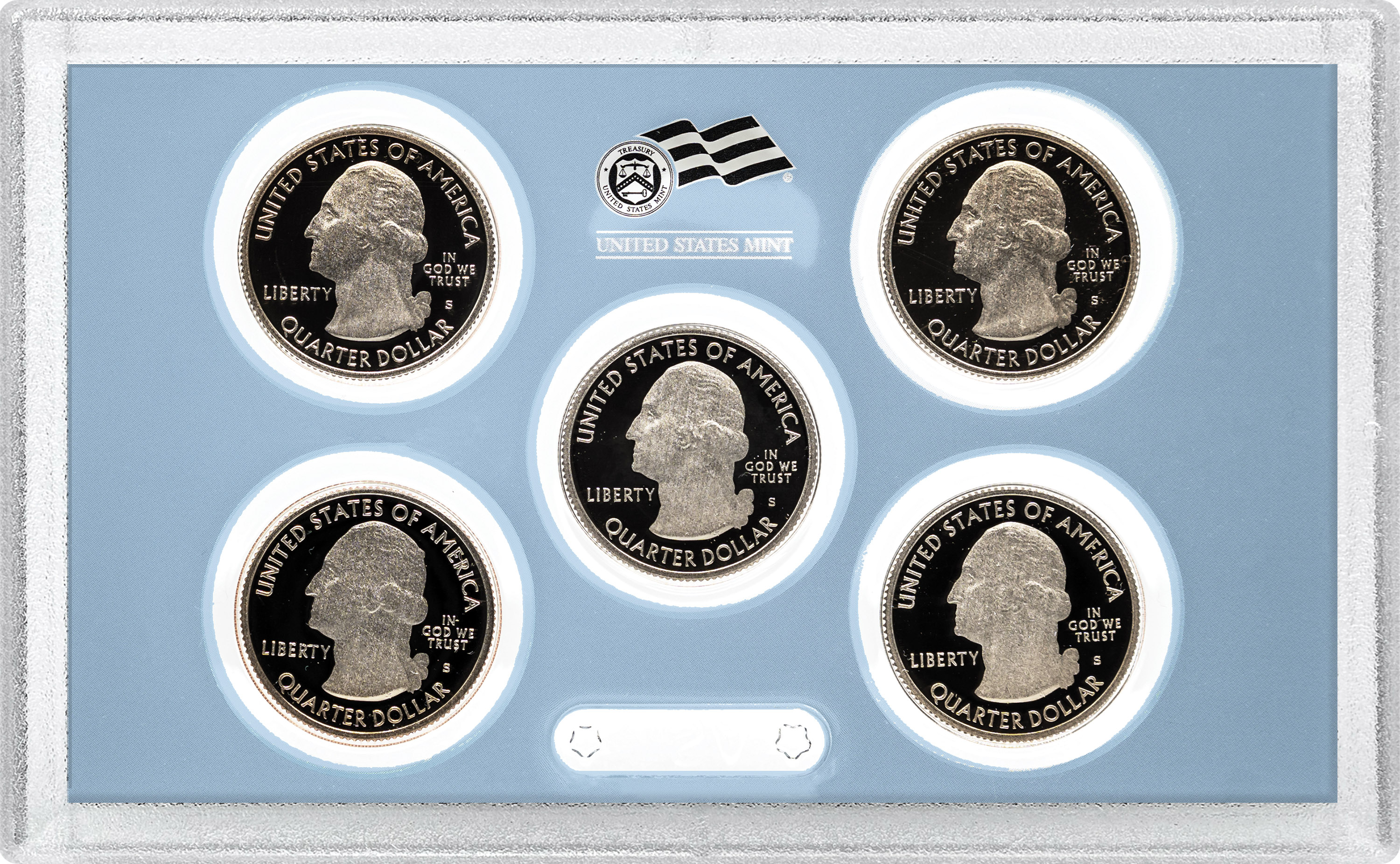 2010-S 25c Clad Quarters Proof Set, 5 Coins PR