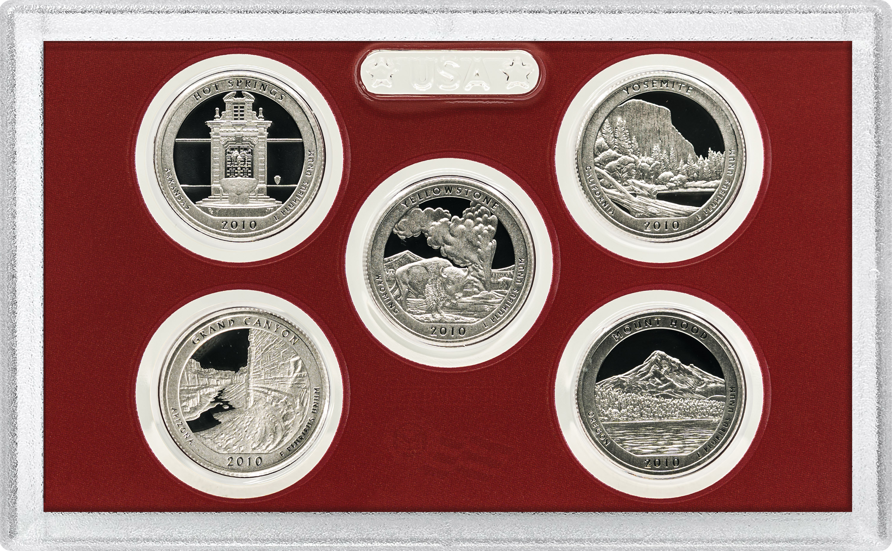 2010-S 25c Silver Quarters Proof Set, 5 Coins PR