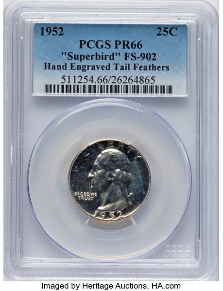 1952 25c Hand-Engraved Tail Feathers, Superbird, FS-902 PR thumbnail 2