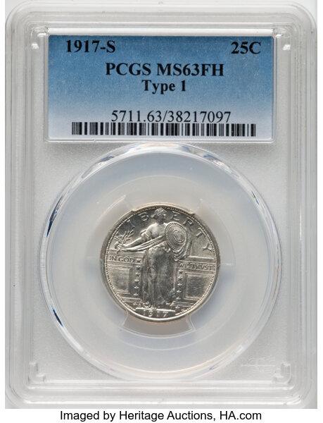 1917-S 25c Type 1 MS FH thumbnail 5