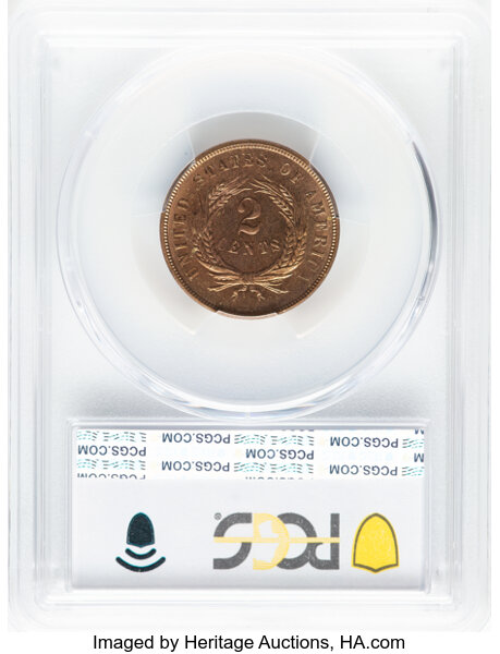 1864 2c Large Motto MS RB MS65 RB CAC thumbnail 4