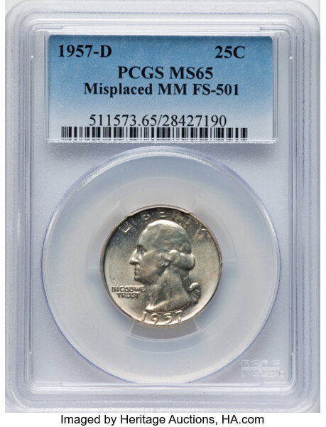 1957-D 25c Separated Mintmark, FS-902 MS thumbnail 2
