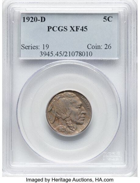 1920-D 5c 2 Feathers, FS-401 MS thumbnail 4