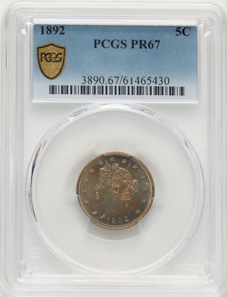 1892 5c PR67 CAC thumbnail 2