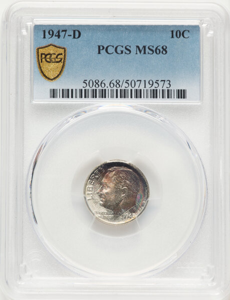 1947-D 10c MS68 thumbnail 2
