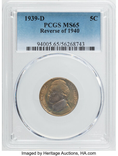 1939-D 5c Reverse of 1940 XF40 thumbnail 16