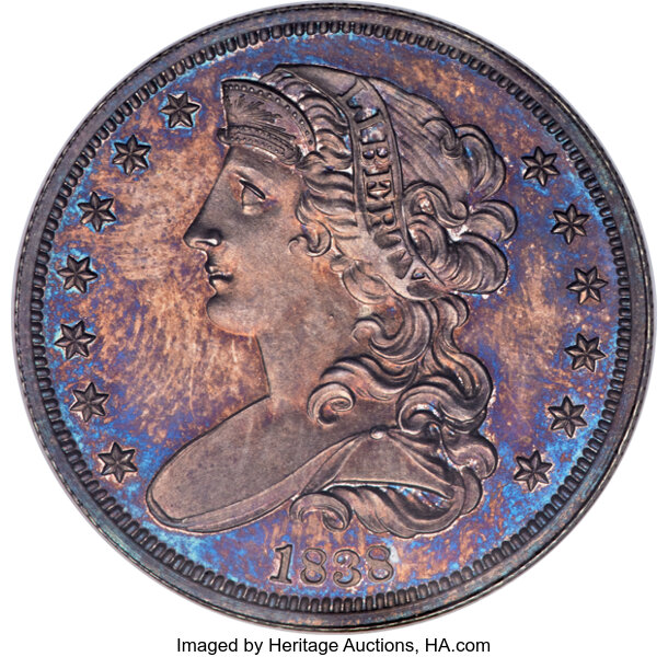 1838 P50c Restrike, Silver, J-72 PR CAM thumbnail 2