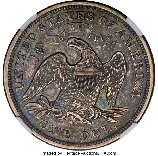 Seated Liberty Dollar $1  Motto on Reverse, 1866–1873 [Type] AU50 thumbnail 2