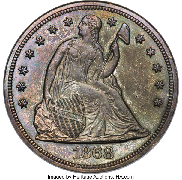1868 $1  Misplaced Date, FS-301 MS thumbnail 2