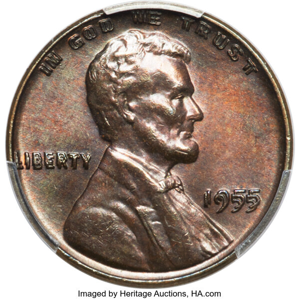 1955 1c Doubled Die Obverse, FS-101 MS BN thumbnail 9