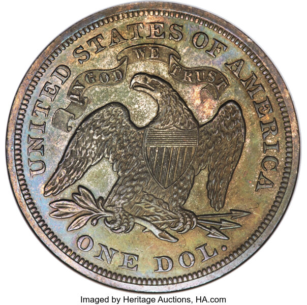 1868 $1  Misplaced Date, FS-301 MS thumbnail 3