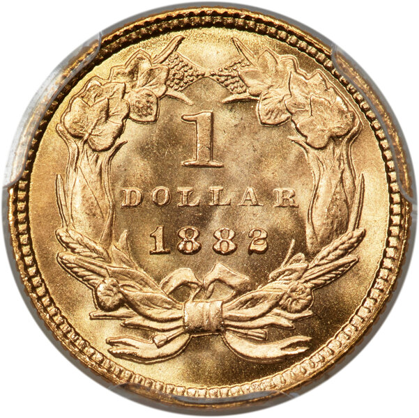 Liberty Gold Dollar G$1 Type 3, 1856-1889 [Type] MS68 thumbnail 2