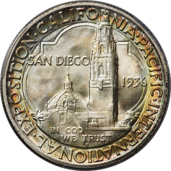 1936-D 50c San Diego Expo MS68 CAC thumbnail 2