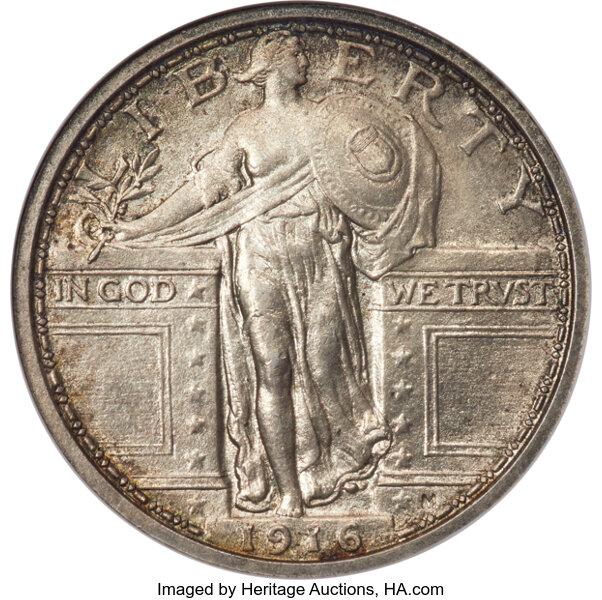 1916 25c Standing Liberty MS FH thumbnail 3