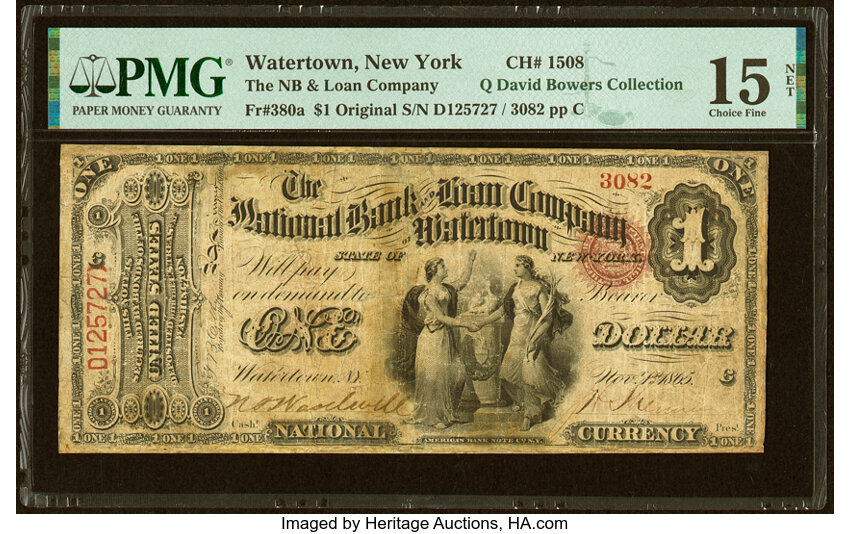 Original $1  1st Charter Period, Seal With Rays (Fr. 380a) thumbnail 8