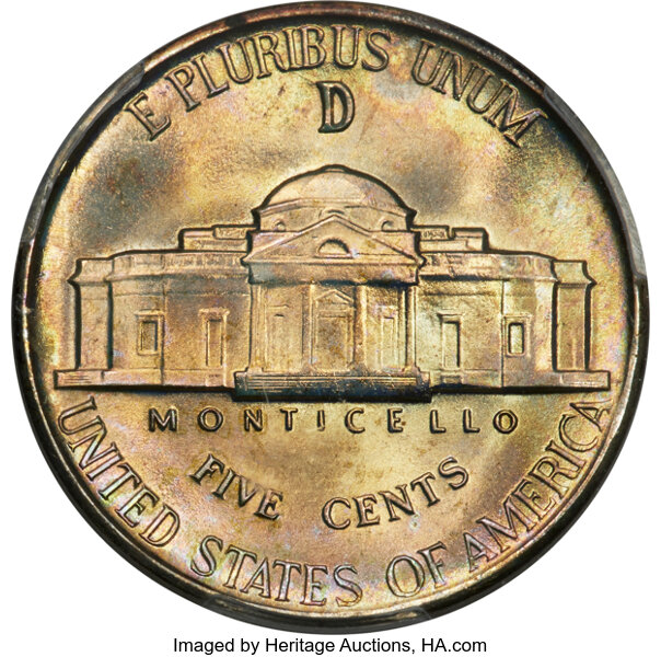 1945-D 5c Silver MS68 CAC thumbnail 2